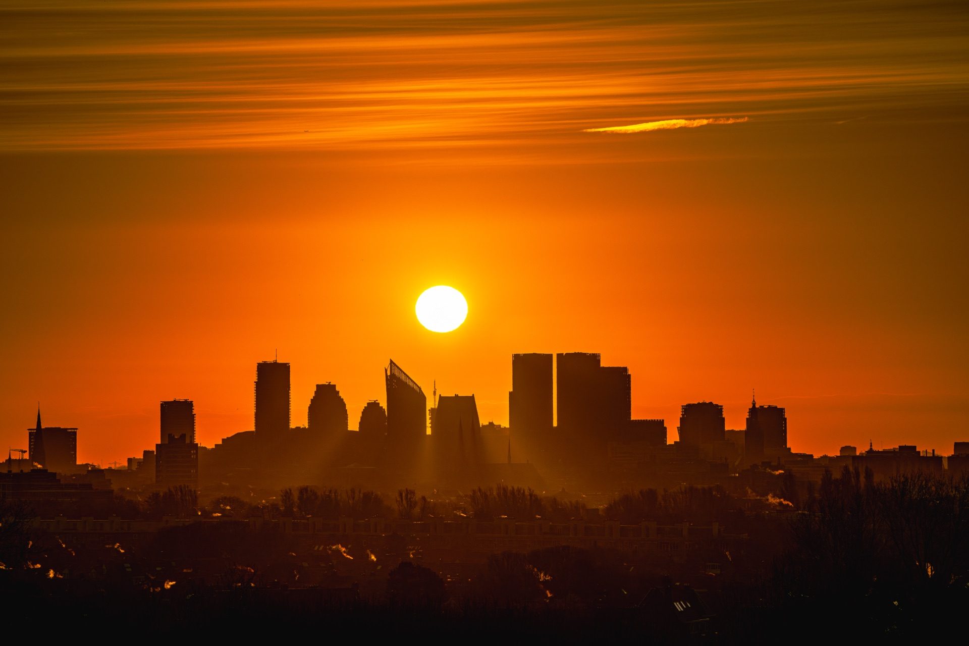 The Hague skyline at sunrise
